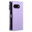 For Google Pixel 9a Leather Stitching Multi-card Slot Zipper Phone Case(Purple) - 3