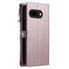 For Google Pixel 9a Leather Stitching Multi-card Slot Zipper Phone Case(Rose Gold) - 3