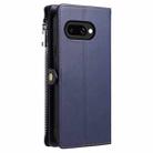 For Google Pixel 9a Leather Stitching Multi-card Slot Zipper Phone Case(Blue) - 3