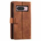 For Google Pixel 9 / 9 Pro Zipper Wallet Bag Horizontal Flip PU Phone Case with 9 Card Slots(Brown) - 3