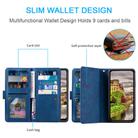 For Google Pixel 10 Pro XL Nine Card Zipper Bag Leather Phone Case with Lanyard(Blue) - 3