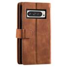 For Google Pixel 10 Pro XL Nine Card Zipper Bag Leather Phone Case with Lanyard(Brown) - 3