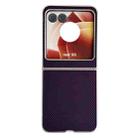 For Motorola Razr 50 Carbon Fiber Leather Grain Kevlar Folding Phone Case(Purple) - 1