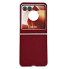 For Motorola Razr 50 Carbon Fiber Leather Grain Kevlar Folding Phone Case(Red) - 1