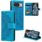 For Google Pixel 9 / 9 Pro Totem Flower Embossed Leather Phone Case with Lanyard(Blue) - 1