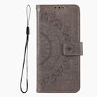 For Google Pixel 9a Totem Flower Embossed Leather Phone Case with Lanyard(Grey) - 2