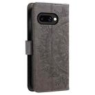 For Google Pixel 9a Totem Flower Embossed Leather Phone Case with Lanyard(Grey) - 3