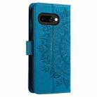 For Google Pixel 9a Totem Flower Embossed Leather Phone Case with Lanyard(Blue) - 3