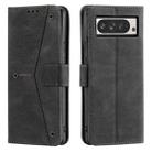 For Google Pixel 9 Pro XL Nail Skin Feel Stitching Calf Texture Leather Phone Case(Black) - 1