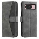 For Google Pixel 9 / 9 Pro Nail Skin Feel Stitching Calf Texture Leather Phone Case(Grey) - 1