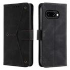 For Google Pixel 9a Nail Skin Feel Stitching Calf Texture Leather Phone Case(Black) - 1