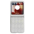 For Motorola Razr 50 Ultra Pearlescent Paint Diamond Shaped Checkered Leather Phone Case(Silver) - 1