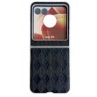 For Motorola Razr 50 Ultra Pearlescent Paint Diamond Shaped Checkered Leather Phone Case(Black) - 1