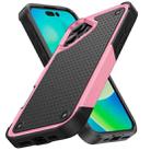 For iPhone 16 Plus PC + TPU Shockproof Protective Phone Case(Pink+Black) - 1