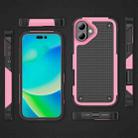 For iPhone 16 Plus PC + TPU Shockproof Protective Phone Case(Pink+Black) - 2