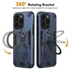 For iPhone 15 Pro Metal Ring 360 Degree Rotating Holder PC Hybrid TPU Phone Case(Navy Blue) - 2