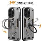 For iPhone 15 Pro Metal Ring 360 Degree Rotating Holder PC Hybrid TPU Phone Case(Silver Grey) - 2