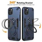 For iPhone 15 Plus Metal Ring 360 Degree Rotating Holder PC Hybrid TPU Phone Case(Navy Blue) - 2