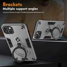 For iPhone 15 Plus Metal Ring 360 Degree Rotating Holder PC Hybrid TPU Phone Case(Silver Grey) - 3