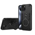 For iPhone 15 Metal Ring 360 Degree Rotating Holder PC Hybrid TPU Phone Case(Black) - 1