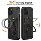 For iPhone 15 Metal Ring 360 Degree Rotating Holder PC Hybrid TPU Phone Case(Black) - 2