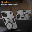 For iPhone 15 Metal Ring 360 Degree Rotating Holder PC Hybrid TPU Phone Case(Silver Grey) - 3