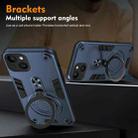 For iPhone 14 Metal Ring 360 Degree Rotating Holder PC Hybrid TPU Phone Case(Navy Blue) - 3