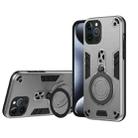 For iPhone 12 Pro Metal Ring 360 Degree Rotating Holder PC Hybrid TPU Phone Case(Silver Grey) - 1