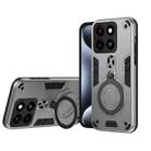 For ZTE Blade A35 Metal Ring 360 Degree Rotating Holder PC Hybrid TPU Phone Case(Silver Grey) - 1