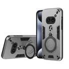 For Nothing Phone 2a Metal Ring 360 Degree Rotating Holder PC Hybrid TPU Phone Case(Silver Grey) - 1