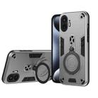 For Nothing Phone 2 Metal Ring 360 Degree Rotating Holder PC Hybrid TPU Phone Case(Silver Grey) - 1