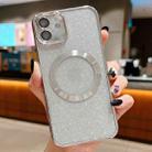 For iPhone 11 Electroplating Pure Color Glitter Powder MagSafe Phone Case(Silver) - 1