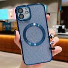 For iPhone 12 Electroplating Pure Color Glitter Powder MagSafe Phone Case(Dark Blue) - 1