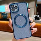 For iPhone 12 Pro Max Electroplating Pure Color Glitter Powder MagSafe Phone Case(Dark Blue) - 1