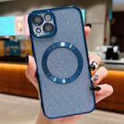 For iPhone 13 Electroplating Pure Color Glitter Powder MagSafe Phone Case(Dark Blue) - 1