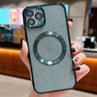 For iPhone 15 Pro Electroplating Pure Color Glitter Powder MagSafe Phone Case(Dark Green) - 1