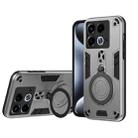 For Infinix Note 40 4G Metal Ring 360 Degree Rotating Holder PC Hybrid TPU Phone Case(Silver Grey) - 1