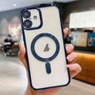 For iPhone 16 Plus Electroplating MagSafe Phone Case(Dark Blue) - 1