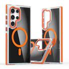 For Samsung Galaxy S24 Ultra 5G Dual-Color Transparent Black Magsafe Phone Case(Orange) - 1