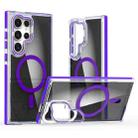 For Samsung Galaxy S24 Ultra 5G Dual-Color Transparent Black Magsafe Lens Holder Phone Case(Purple) - 1