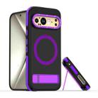 For Google Pixel 9 Pro XL Dual-Color Skin Feel Magsafe Phone Case with Holder(Purple) - 1