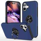 For iPhone 16 Plus PC Hybrid TPU Magnetic Ring Holder Phone Case(Navy Blue) - 1