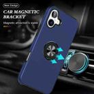 For iPhone 16 Plus PC Hybrid TPU Magnetic Ring Holder Phone Case(Navy Blue) - 2