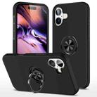 For iPhone 16 Plus PC Hybrid TPU Magnetic Ring Holder Phone Case(Black) - 1