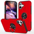 For iPhone 16 Plus PC Hybrid TPU Magnetic Ring Holder Phone Case(Red) - 1