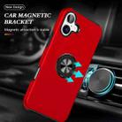 For iPhone 16 Plus PC Hybrid TPU Magnetic Ring Holder Phone Case(Red) - 2