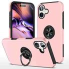 For iPhone 16 Plus PC Hybrid TPU Magnetic Ring Holder Phone Case(Rose Gold) - 1