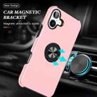 For iPhone 16 Plus PC Hybrid TPU Magnetic Ring Holder Phone Case(Rose Gold) - 2