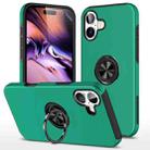 For iPhone 16 Plus PC Hybrid TPU Magnetic Ring Holder Phone Case(Dark Green) - 1