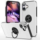 For iPhone 16 Plus PC Hybrid TPU Magnetic Ring Holder Phone Case(Silver) - 1